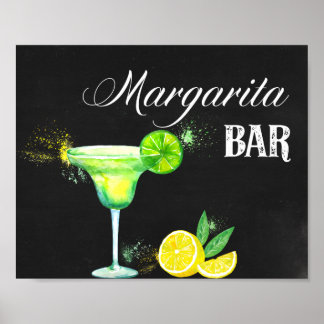 Poster Bar Margarita avec Arrière - plan noir