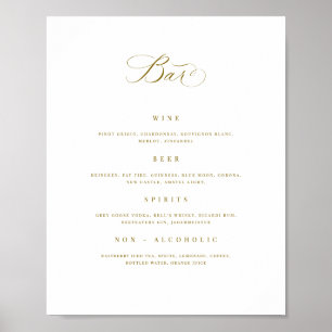 Poster Bar mariage Menu Boisson Signet de réception Poste