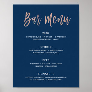Poster Bar Mariage Rustique moderne Menu Signer Boissons