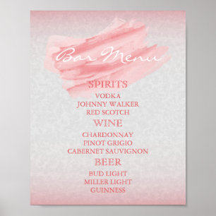 Poster Bar Menu pour un Mariage - Aquarelle de corail mod