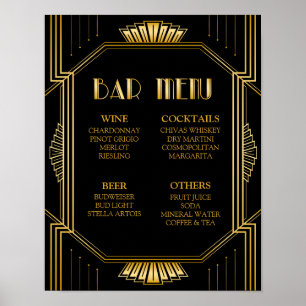 Poster Bar Menu Wedding Sign   Gatsby Art Deco