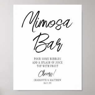 Poster Bar Mimosa Acclamations Moderne Écriture Manuscrit