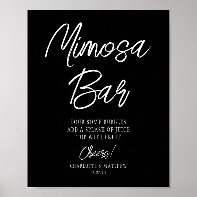 Poster Bar Mimosa Félicitations Moderne Écriture Manuscri (Devant)