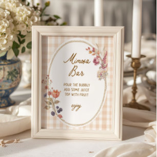 Poster Bar Mimosa Gingham Coup de Foudre Cottage
