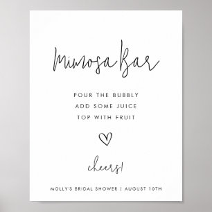 Poster Bar Mimosa minimaliste douche noir et blanc