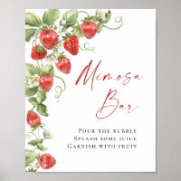 Bar Mimosa nuptiale à l'aquarelle tendance fraise