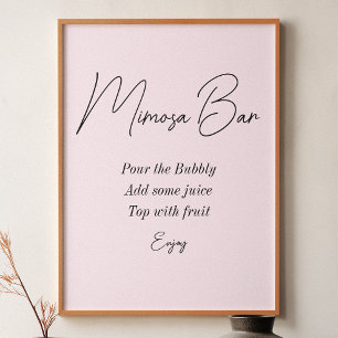Poster Bar Mimosa Rose Fête de Mariage 