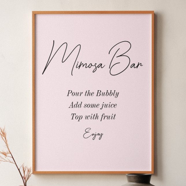 Poster Bar Mimosa Rose Fête de Mariage  (Créateur téléchargé)