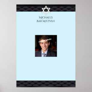 Poster Bar Mitzvah, Élégant Noir, Photo, Panneau d'inscri