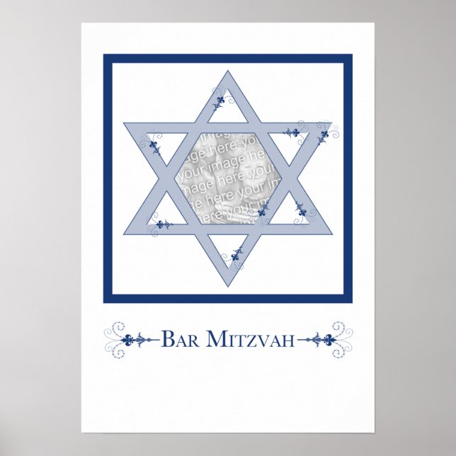 Poster bar mitzvah (étoile de david elegance, cadeau phot (Devant)
