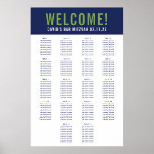 Poster BAR MITZVAH SEATING GRAPHIQUE 18 tables marine ver