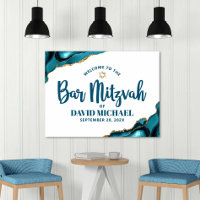 Bar Mitzvah Typographie Gras Turquoise Or Bienvenu