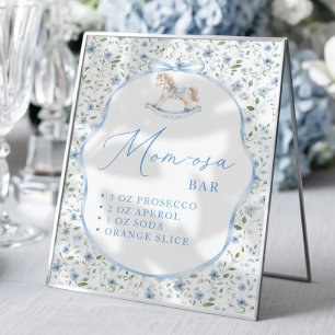 Poster Bar Mom-osa pour Baby Shower Cheval à Bascule Vint