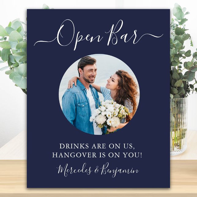 Poster Bar ouvert Photo personnalisée Boissons de mariage (Créateur téléchargé)