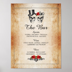 Poster Bar Rustique Crâne Halloween Signal Mariage Récept