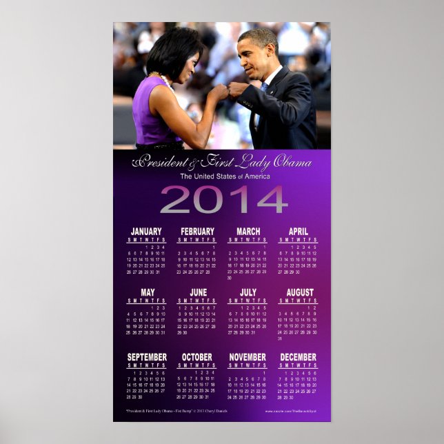 Poster Barack et Michelle Obama 2014 - Calendrier des pre (Devant)