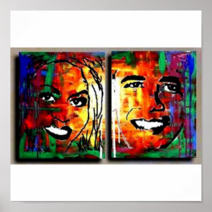 POSTER BARACK MICHELLE OBAMA PRÉSIDENT NOIR PREMIÈRE DAME