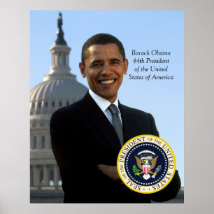 Poster Barack Obama 44 Pres Portrait & Official Pres Seal
