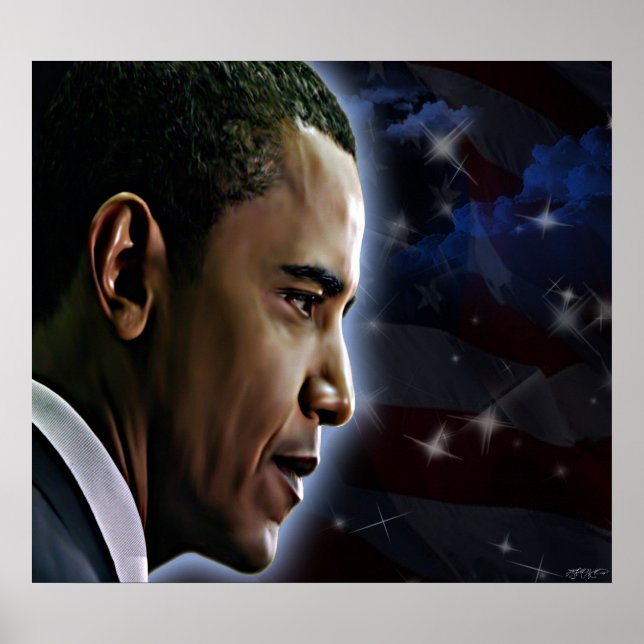 Poster Barack Obama aux étoiles (Devant)
