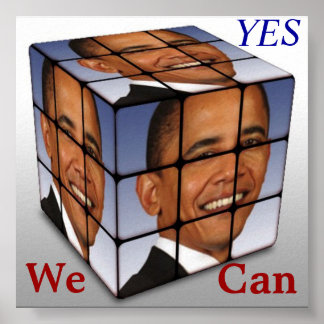 Poster Barack Obama Cube, OUI, Nous Pouvons