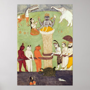 Poster Barattage de la mer du lait, 15ème-17ème siècle