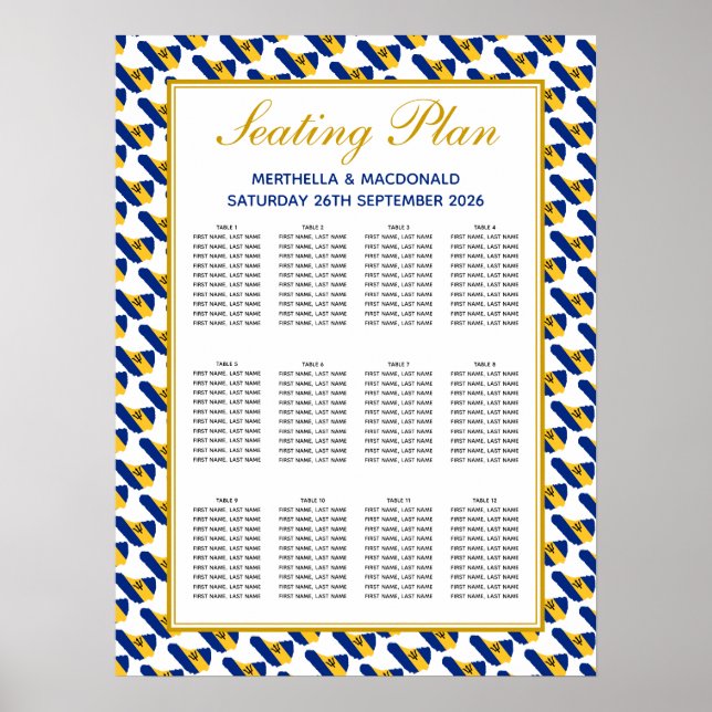 Poster BARBADOS Accueil Mariage Personnalisé 120 Plan De  (Devant)