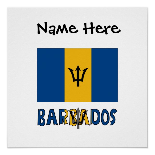 Poster Barbados and Barbadian Flag with Your Name (Devant)
