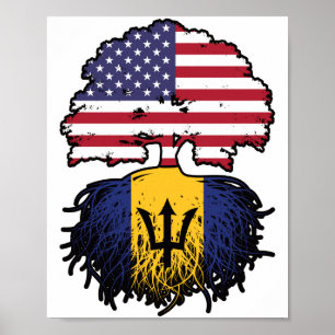 Poster Barbados Barbadian American États-Unis Tree Roots