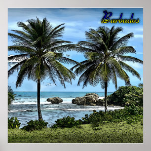 Poster Barbados Beach Palm Trees