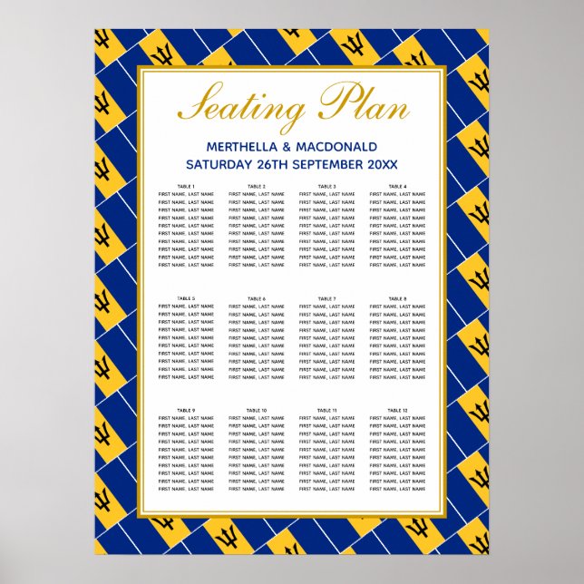 Poster BARBADOS DRAPEAU Mariage personnalisé 120 places P (Devant)