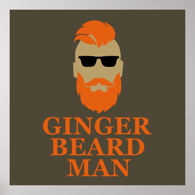 Poster Barbe de gingembre homme drôle barbu (Devant)