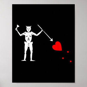Poster Barbe noire Jolly roger Drapeau Pirate Squelette H
