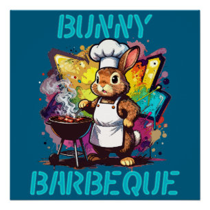 Poster Barbecue aux lapins