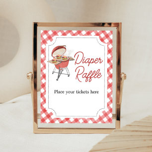 Poster Barbecue Baby shower BBQ rouge Raffle de couche