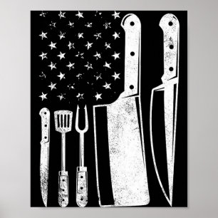Poster Barbecue drapeau américain patriotique quatrième j