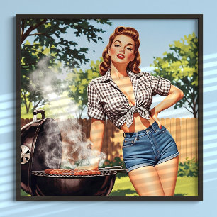 Poster Barbecue Pin-up Vintage
