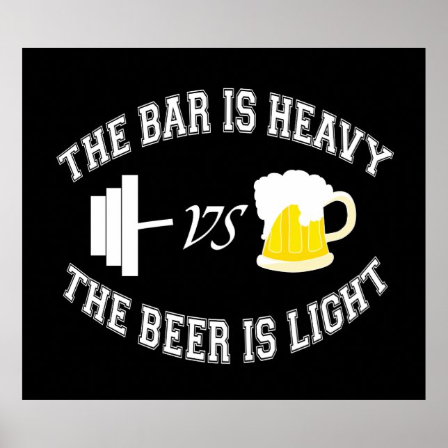Poster Barbell vs bière (Devant)
