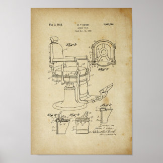 Poster Barber Chair Brevet Imprimer Barber Décor Boutique