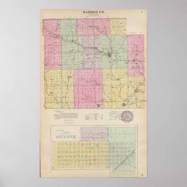 Poster Barber County et Hazelton, Kansas (Devant)