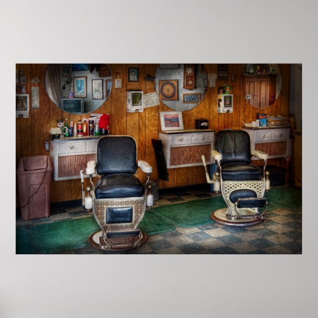 Poster Barber - Frenchtown, NJ - Deux vieux fauteuils de  (Devant)