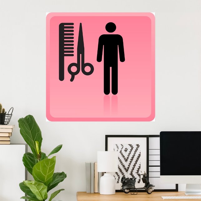 Poster Barber Shop Icon Haircut Comb et ciseaux (Créateur téléchargé)