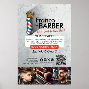 Poster Barber Shop Royal Couronne Barber Pole Salon des c