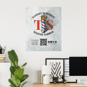 Poster Barber Shop Royal Couronne Barber Pole Salon des c