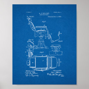 Poster Barber's Chair Patent - Blueprint