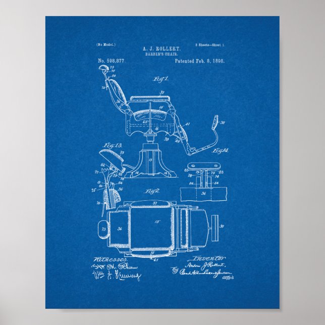Poster Barber's Chair Patent - Plan directeur (Devant)