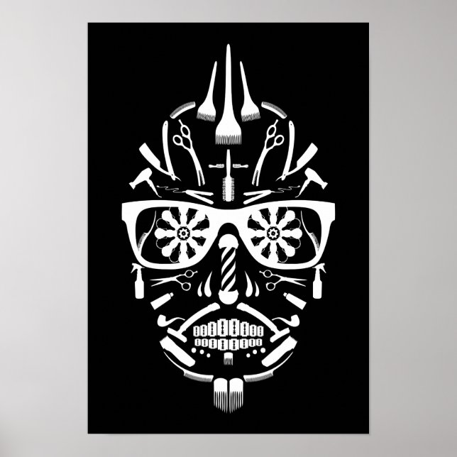 Poster barbershop calavera (Devant)