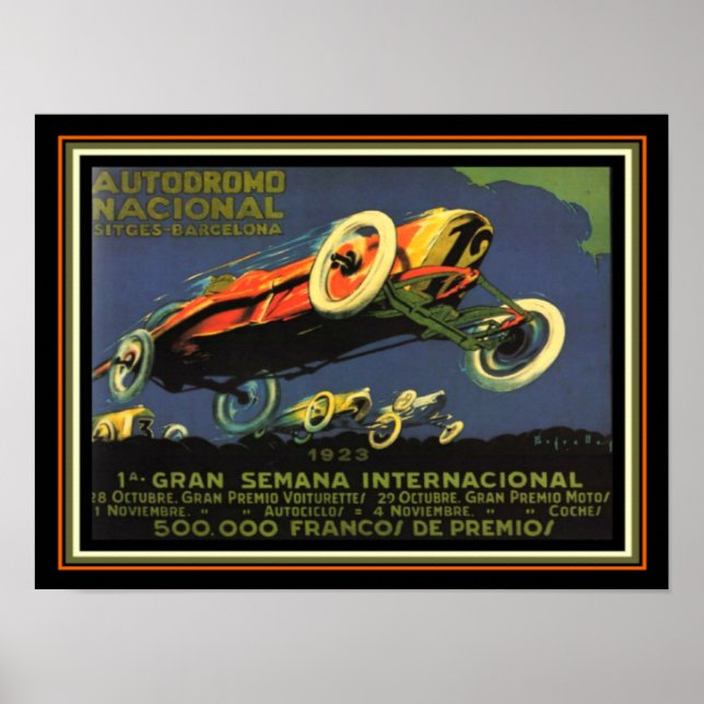 Poster Barcelona Car Race 1923 Annonce 12 x 16 (Devant)