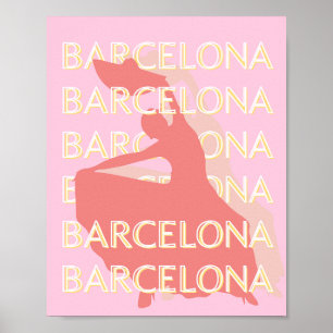 Poster Barcelone Art Voyage, Rose, Pastel