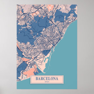 Poster Barcelone - Espagne Breezy City Carte