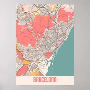 Poster Barcelone - Espagne Chalk City Carte